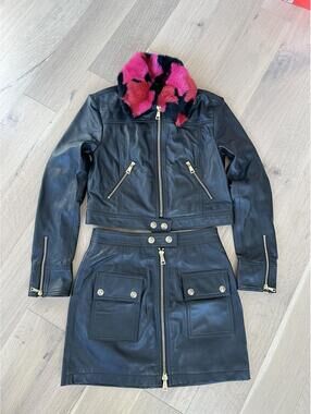 Versace Jeans Couture Leather Skirt And Jacket Set Black Jacket size 40, Skirt 6